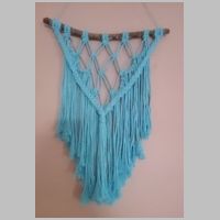 blue macrame wall hangng